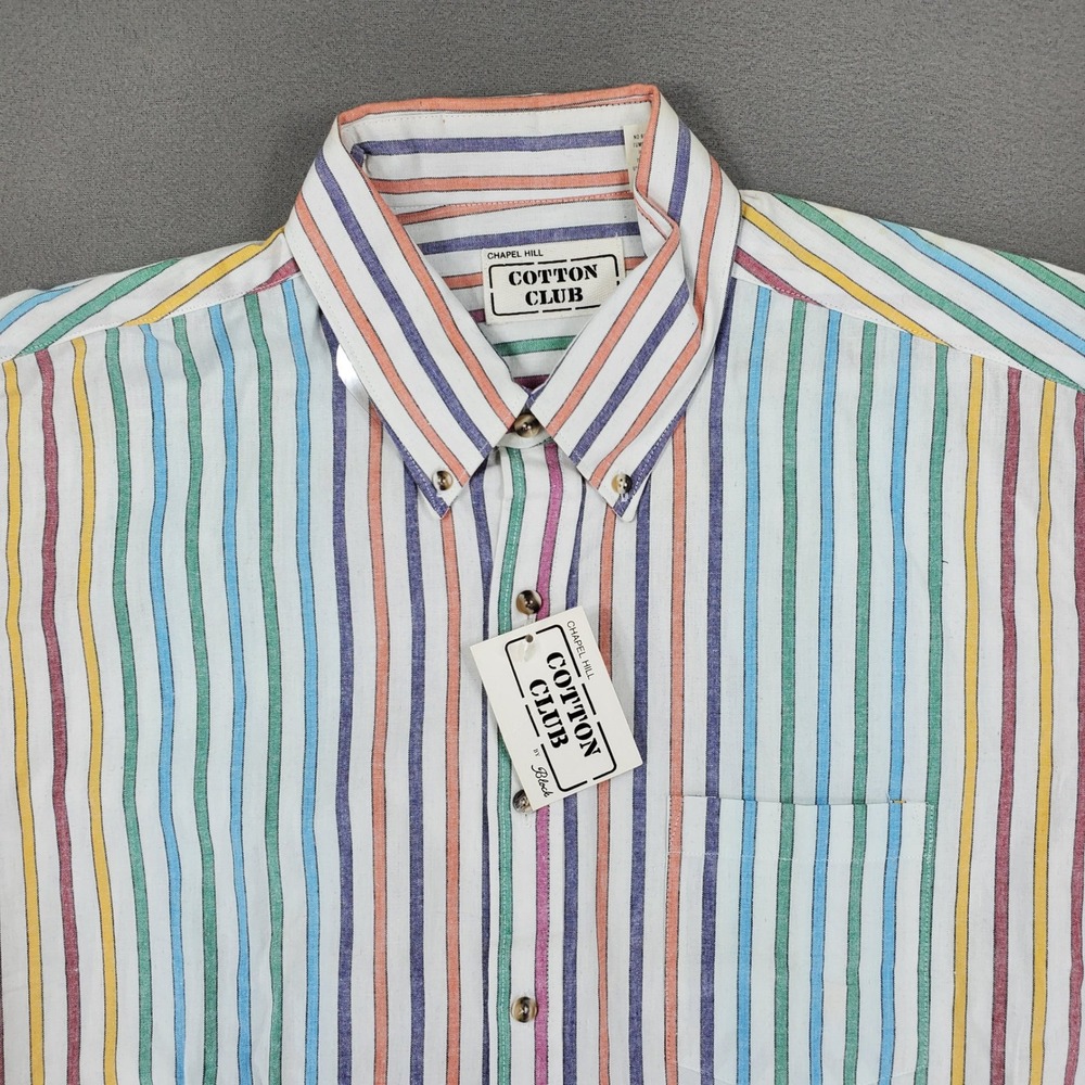 Chapel Hill Cotton Club Button Front Men XL Multicolor Striped Vintage 90s NEW